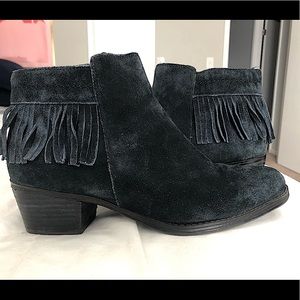 Naturalizer Zeline Black Suede Fringe Booties - Sz: 8.5
